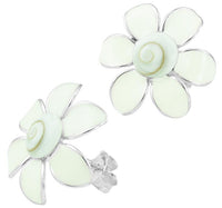 Load image into Gallery viewer, Shivaauge gebogen Emaille Blume weiß Ohrstecker 925er Sterling Silber Shiva Auge Damen

