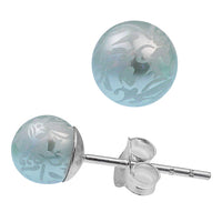 Load image into Gallery viewer, Ohrstecker metallic grün Perle Blumen-Ornamente Perlenohrstecker 925er Silber Damen
