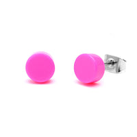 Load image into Gallery viewer, Ohrstecker Scheibe rund bunt 6 mm Acryl Unisex Ohrringe Edelstahl nickelfrei
