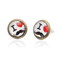 Load image into Gallery viewer, A pair of unisex Brass Ohrstecker stud earrings, 12mm, featuring a colorful star design. Made from stainless steel, nickel-free, suitable for all and inspired by communism motifs.
