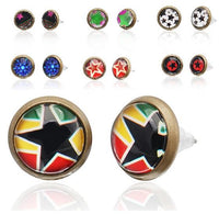 Load image into Gallery viewer, Brass Ohrstecker Stern Sterne bunt Unisex Ohrringe Edelstahl nickelfrei Kommunismus 12 mm
