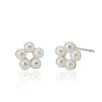 Load image into Gallery viewer, Ohrstecker Perlen Perlenohrstecker 925er Sterling Silber Glanz Ohrringe Damen Perle weiß Blume
