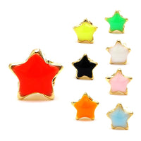 Load image into Gallery viewer, Brass Ohrstecker Stern 4 mm bunt gold Emaille nickelfrei Messing
