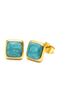 Load image into Gallery viewer, These Brass Ohrstecker feature a colorful star design, are unisex, made of stainless steel, and are 12 mm wide. Nickelfrei for comfort, they&#39;re displayed against a white background.
