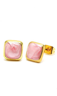 Load image into Gallery viewer, A pair of 12 mm, square, nickelfrei Brass Ohrstecker &quot;Stern Sterne bunt&quot; Unisex Ohrringe, crafted from Edelstahl and featuring a simple, elegant design.
