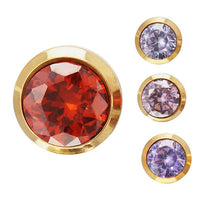 Load image into Gallery viewer, Brass Ohrstecker gold Glaskristall facettiert 10 mm rund nickelfrei rosa orange flieder lila
