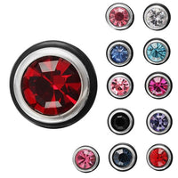 Load image into Gallery viewer, Brass Ohrstecker silber Gummi Ring Glaskristall facettiert 8mm rund bunt
