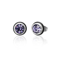 Load image into Gallery viewer, Brass Ohrstecker silber Gummi Ring Glaskristall facettiert 8mm rund bunt
