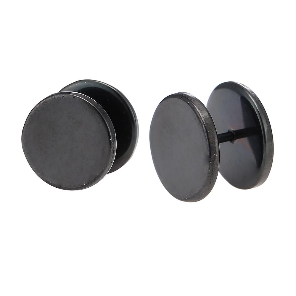Fake Piercing Edelstahl Schraubverschluss Expander schwarz Runde Platten 14 mm