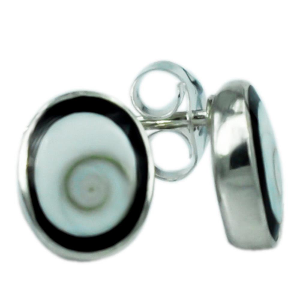 Shivaauge schwarz oval 8 mm Silberohrstecker Ohrringe Ohrstecker 925er Silber Shiva Auge Eye Damen Schmuck