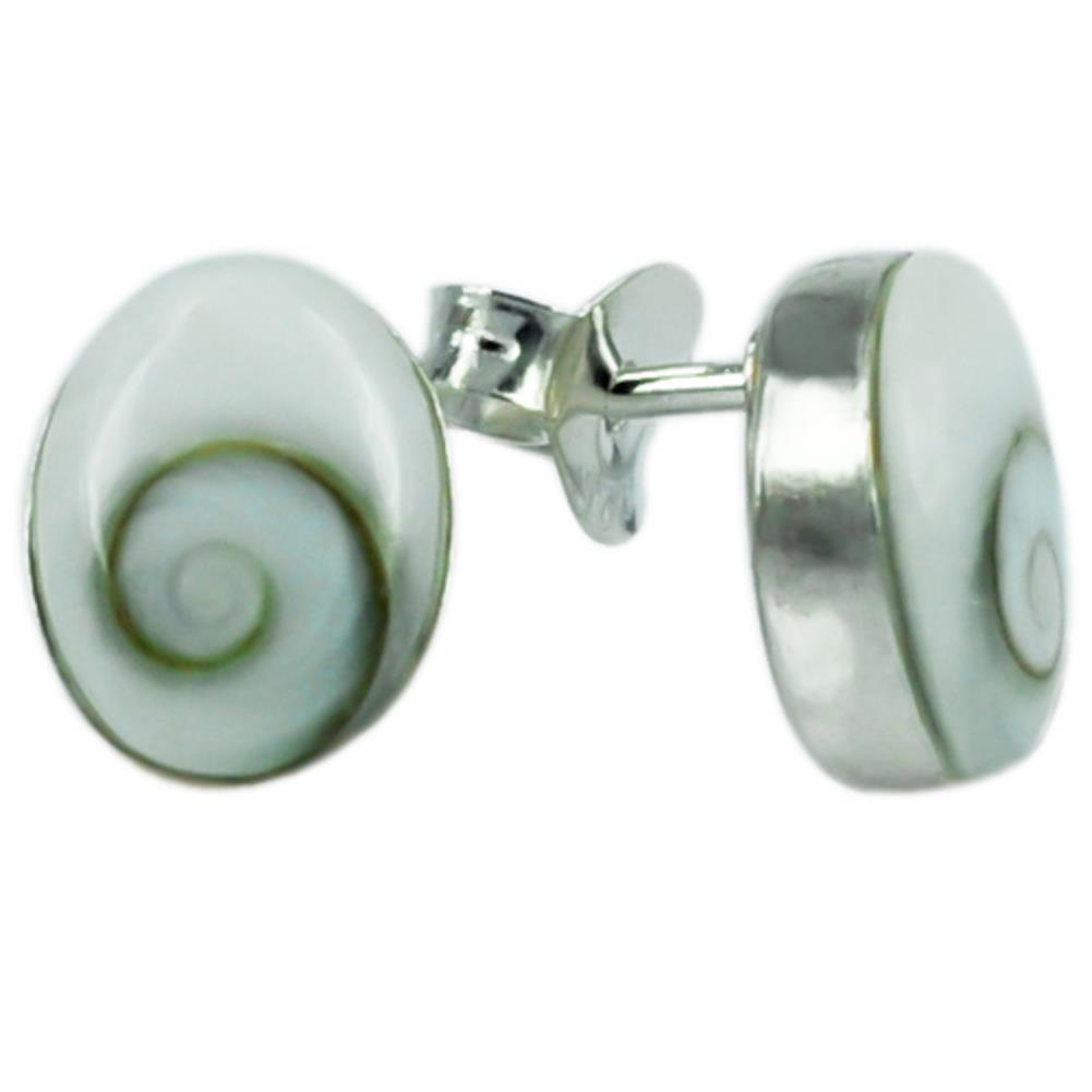 Shivaauge oval 8 mm aufrecht Silberohrstecker Ohrringe Ohrstecker 925er Silber Shiva Auge Eye Damen Schmuck