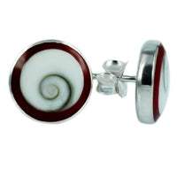 Cargar imagen en el visor de la galería, Shivaauge koralle rund 8 mm Silberohrstecker Ohrringe Ohrstecker 925er Silber Shiva Auge Eye Damen Schmuck
