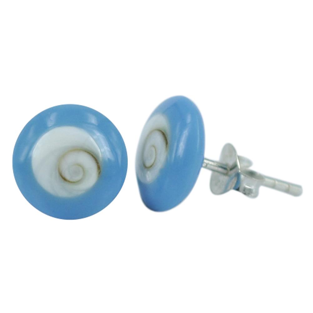 Shivaauge blau rund 10 mm Silberohrstecker Ohrringe Ohrstecker 925er Silber Shiva Auge Eye Damen Schmuck