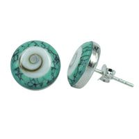 Load image into Gallery viewer, Shivaauge türkis 10 mm Silberohrstecker Ohrringe Ohrstecker 925er Silber Shiva Auge Eye Damen Schmuck
