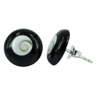 Load image into Gallery viewer, Shivaauge schwarz gewölbt 12 mm Silberohrstecker Ohrringe Ohrstecker 925er Silber Shiva Auge Eye Damen Schmuck
