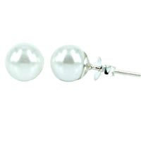 Load image into Gallery viewer, Ohrstecker Perle weiß Perlenohrstecker 925er Sterling Silber Glanz Ohrringe Damen 6 mm
