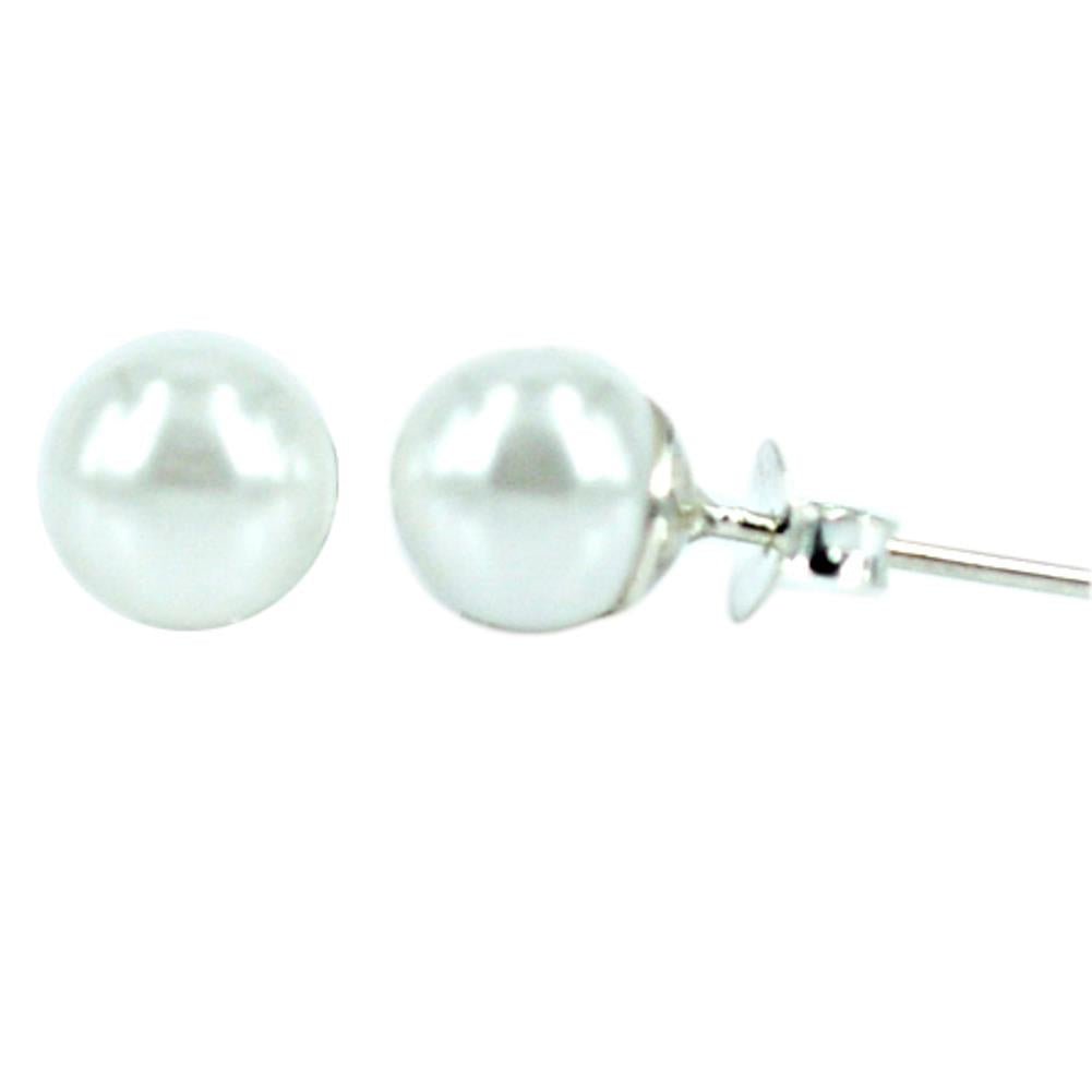 Ohrstecker Perle weiß Perlenohrstecker 925er Sterling Silber Glanz Ohrringe Damen 6 mm