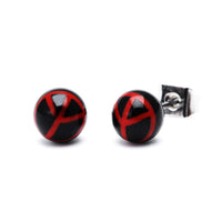 Cargar imagen en el visor de la galería, Ohrstecker Peace Kugel 6 mm Acryl Unisex Ohrringe Edelstahl nickelfrei rot schwarz

