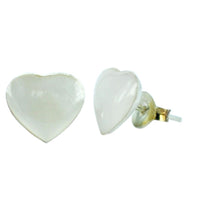 Load image into Gallery viewer, Herz Ohrstecker, weiß, aus Perlmutt, in Silber gefasst, 8mmØ, 925er Sterlingsilber-Stift
