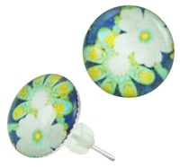 Load image into Gallery viewer, Raisin Ohrstecker Blumen blau türkis gelb weiß Edelstahl Chirurgenstahl Damen Schmuck Ohrringe
