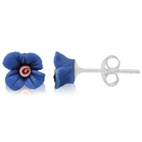 Cargar imagen en el visor de la galería, Ohrstecker rosa blau Rose Blättchen plastisch 925er Silber Damen Rosenohrstecker
