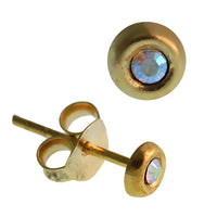 Load image into Gallery viewer, Ohrstecker Glaskristall vergoldet rund weiß facettiert 925er Sterling Silber gold Ohrringe
