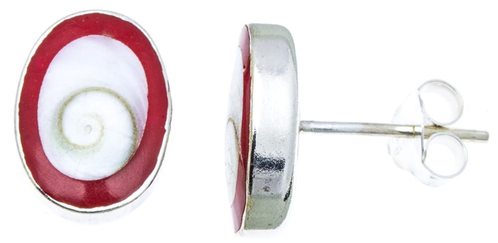 Shivaauge rot Rand oval 12 mm Silberohrstecker Ohrstecker 925er Silber Shiva Auge Eye