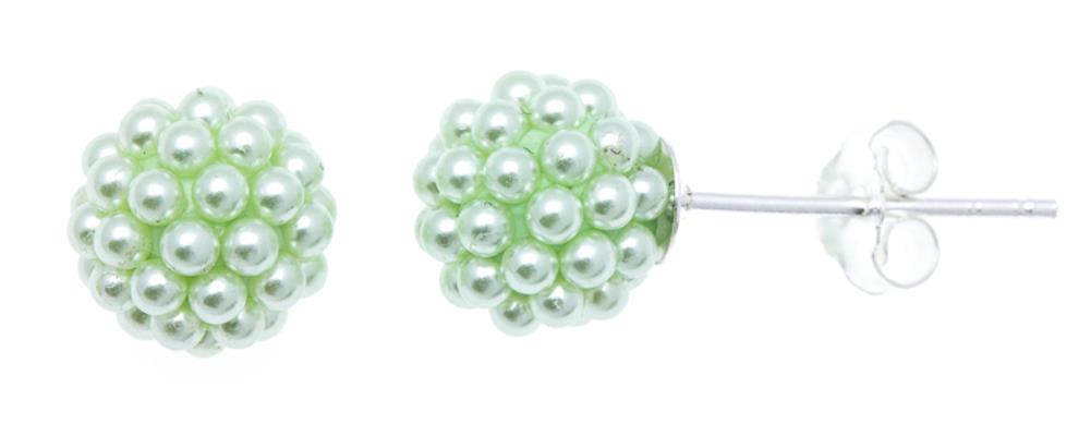 Ohrstecker grün rund Perlen Kugelohringe groß Kugelohrstecker 8 mm 925er Sterlingsilber