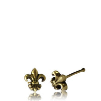 Load image into Gallery viewer, Gerader Nasenstecker 0,8 mm Nostril Tragus golden Lilie Messing 8 mm lang
