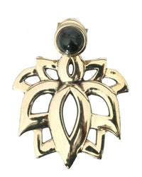 Load image into Gallery viewer, Messing Ohrstecker antik gold Ear Jacket Lotus Türkis Onyx rund Doppelohrstecker
