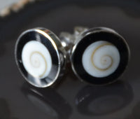 Load image into Gallery viewer, Shiva Auge schwarz rund 10mm Ohrstecker 925 Silber
