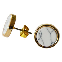 Load image into Gallery viewer, Ohrstecker gold Stein rund Zinklegierung geometrisch
