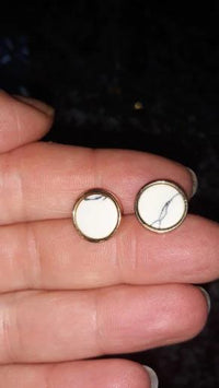 Load image into Gallery viewer, Ohrstecker gold Stein rund Zinklegierung geometrisch
