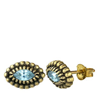 Load image into Gallery viewer, Messing Kristall Glitzer Ohrstecker gold Auge 12mm
