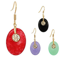 Load image into Gallery viewer, Brass Ohrringe Ohrhänger Ohrschmuck Damen Brasshänger Katzenauge oval
