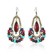 Load image into Gallery viewer, Brass Ohrringe Ohrhänger Ohrschmuck Damen Brasshänger Vintage Steine rot blau grün
