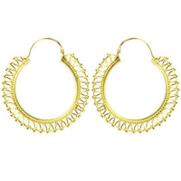 Load image into Gallery viewer, Ohrringe Seil Tropfen Punkte Kreis Messing Brass antik golden Tribal nickelfrei Schmuck Piercing
