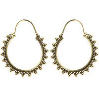 Load image into Gallery viewer, Ohrringe dunkel Perlen Dreiecke rund Messing Brass antik golden Tribal nickelfrei Schmuck Piercing
