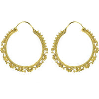 Load image into Gallery viewer, Ohrringe Punkte Spiralen liegend rund Messing Brass antik golden Tribal nickelfrei Schmuck Piercing
