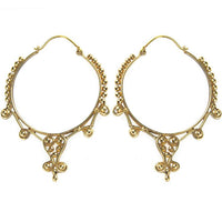 Load image into Gallery viewer, Ohrringe Kreis Tropfen Kugeln Spiralen Messing antik golden Tribal Brass nickelfrei Piercing Schmuck
