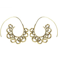 Cargar imagen en el visor de la galería, Spiralen Ohrringe Bögen verschnörkelt Messing antik golden nickelfrei Piercing Tribal Brass Schmuck
