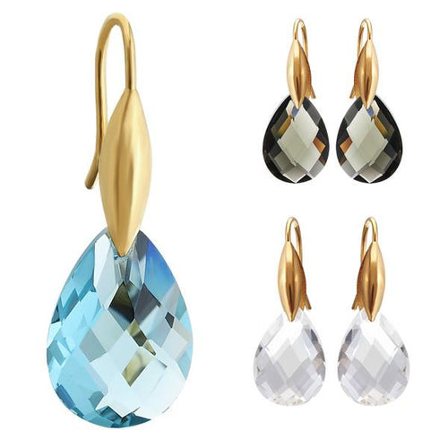 Brass Ohrringe Ohrhänger Mandel gold Glaskristall facettiert Tropfen nickelfrei Damen