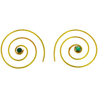 Cargar imagen en el visor de la galería, Spiralen Ohrringe dünn Türkis rund Messing antik golden nickelfrei Piercing Tribal Schmuck Brass
