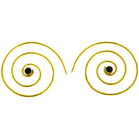 Cargar imagen en el visor de la galería, Spiralen Ohrringe dünn Onyx rund Messing antik golden nickelfrei Piercing Tribal Brass Schmuck
