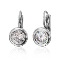 Load image into Gallery viewer, Brass Ohrringe Bügel Halbkugel Glaskristall facettiert nickelfrei gold rotgold silber
