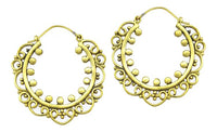 Cargar imagen en el visor de la galería, Ohrringe Spiralbögen Kreise Bögen Messing antik golden Tribal Piercing Brass nickelfrei Schmuck
