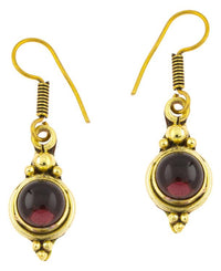 Cargar imagen en el visor de la galería, Ohrringe Kreis Amethyst Punkte Dreiecke Messing Brass antik golden Tribal Ohrhänger
