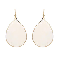 Cargar imagen en el visor de la galería, Brass golden weiße Ohrringe Emaille dicke Tropfen Ohrhänger 5 cm
