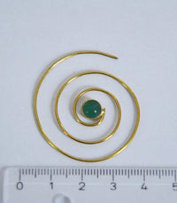 Cargar imagen en el visor de la galería, Spiralen Ohrringe glänzend Messing Jade antik golden Piercing Tribal nickelfrei Schmuck Brass Bronze
