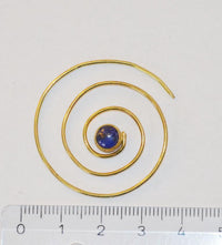 Cargar imagen en el visor de la galería, Spiralen Ohrringe dünn Lapis rund Messing Brass antik golden nickelfrei Piercing Tribal Schmuck
